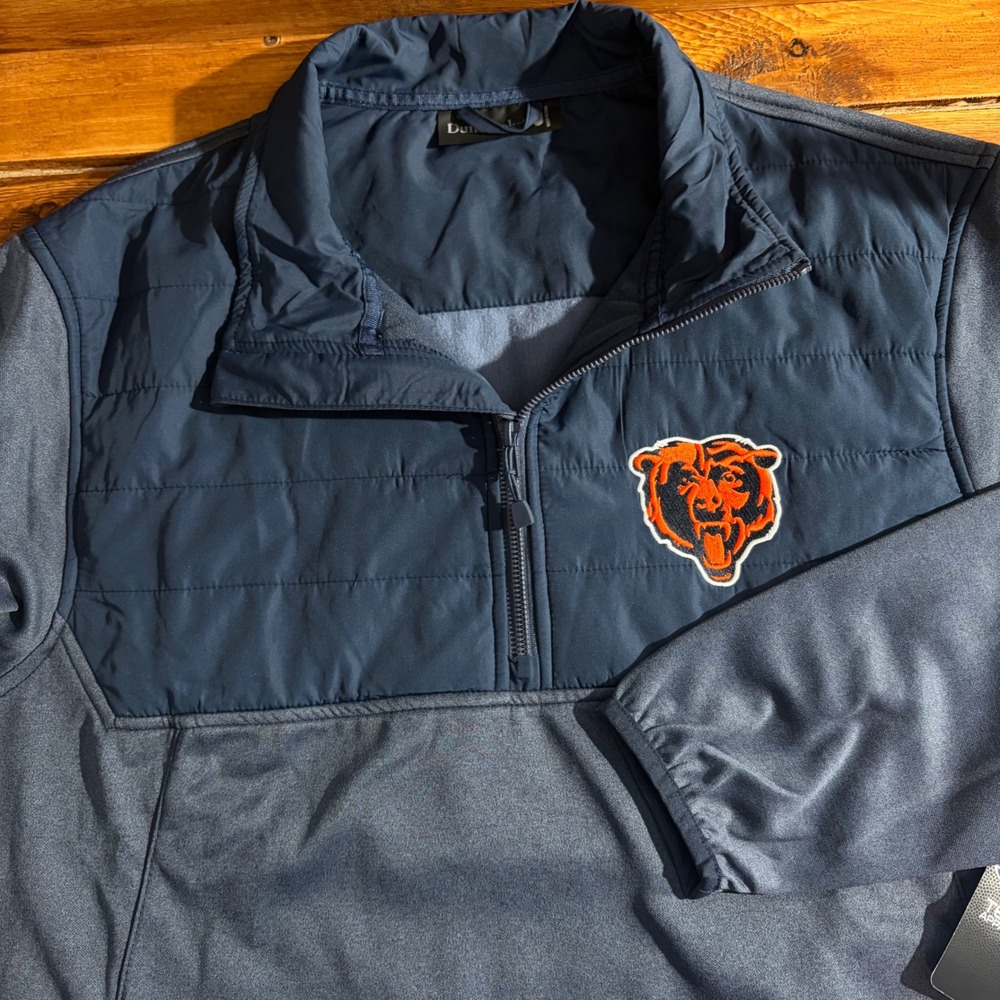 Chicago Bears 1/4 Zip Sweatshirt Jacket Men's Large Blue‎ Dunbrooke Pullover NEW